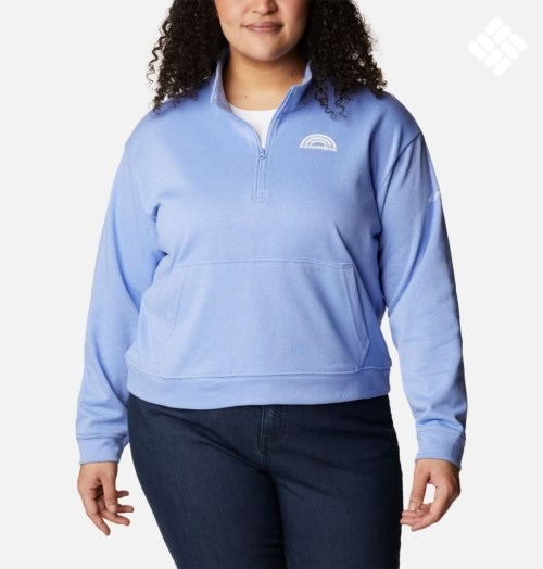 Columbia Trek French Terry Half Zip Gensere Dame Lyse Blå | Plus Size 80415U